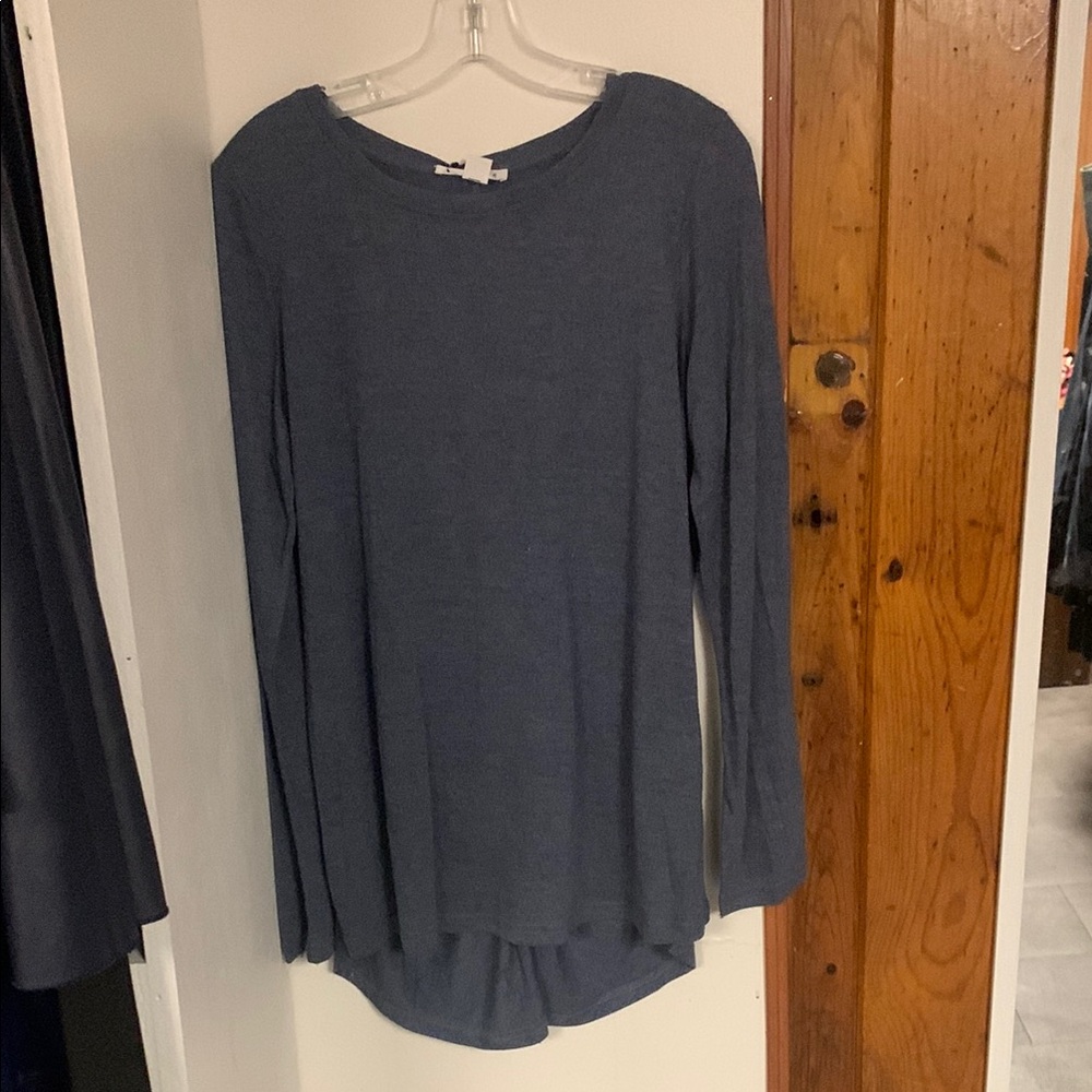 Love Riche Gray Long Sleeve Blouse Relaxed Fit